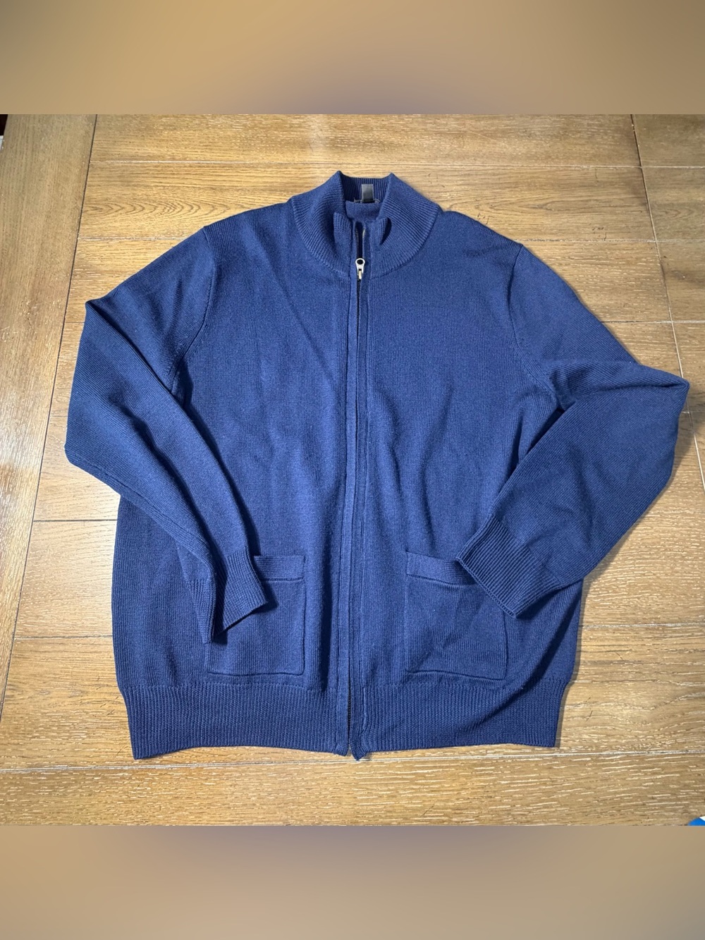 J. Crew Men’s Large Navy Full-Zip Merino Wool Cardigan Sweater
